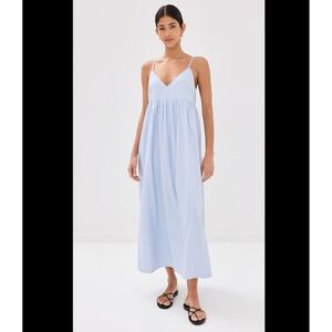 Jenni Kayne Peninsula 3X French Blue Cotton V Neck Cami Maxi Dress Classic